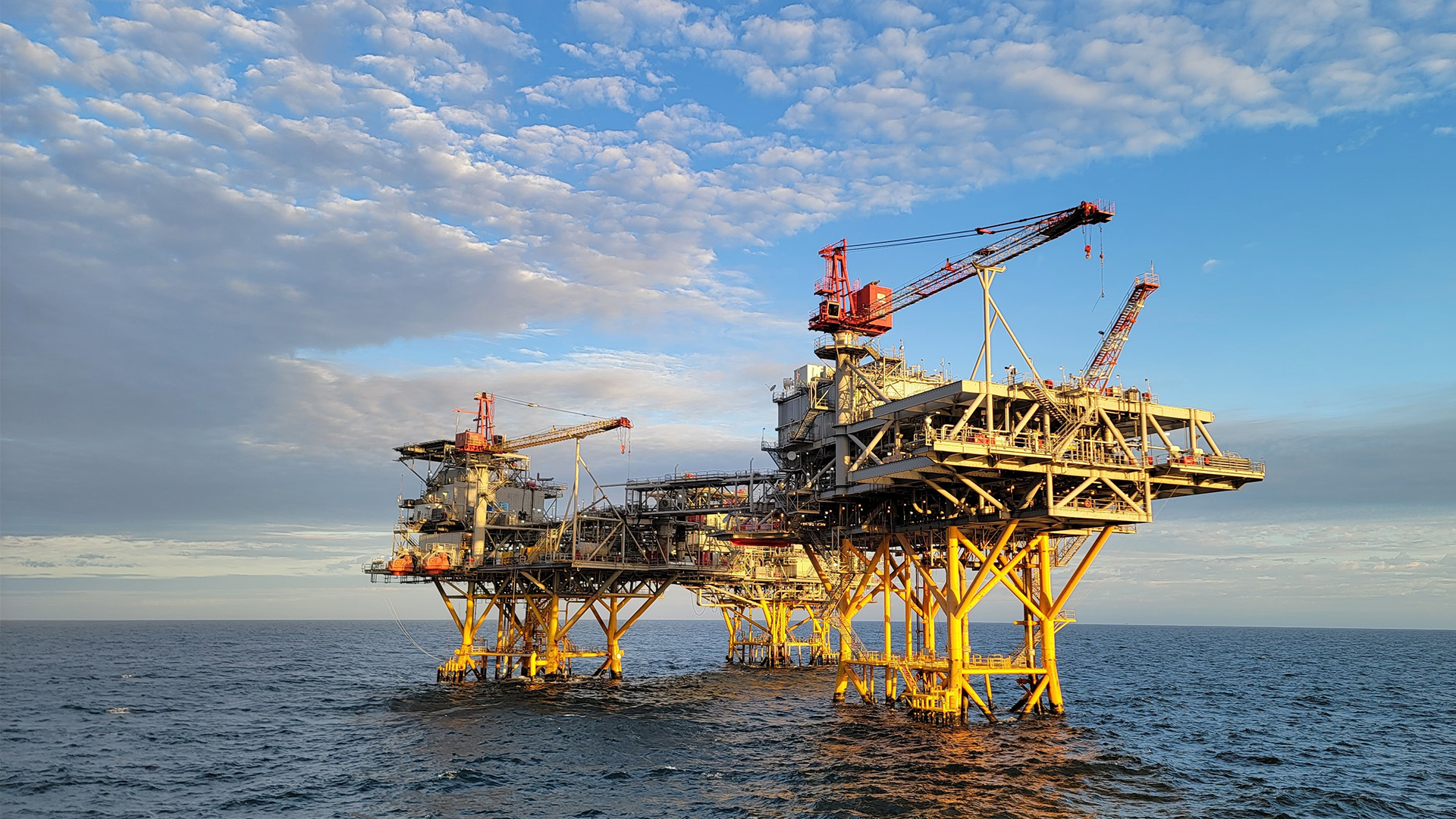 An offshore oil rig in the Gulf of America